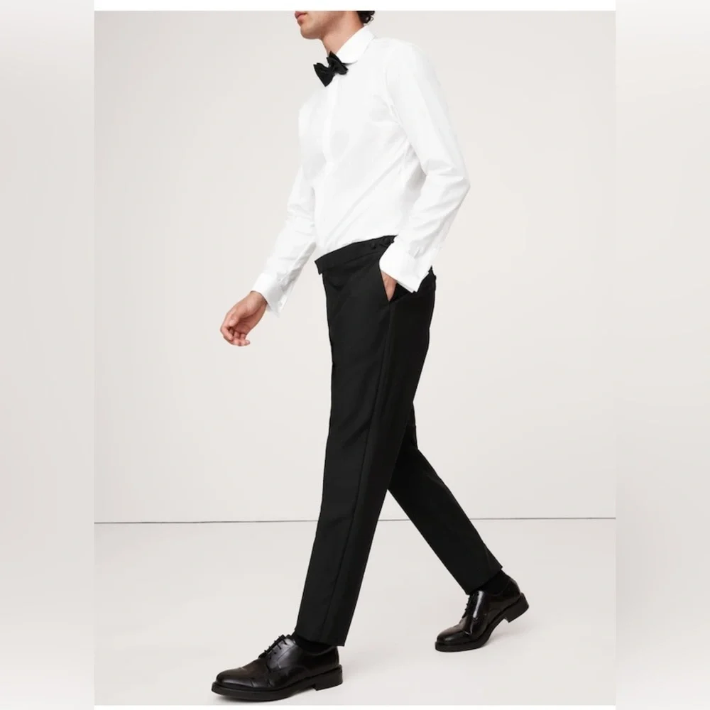 NWOT Banana Republic Men’s Barathea Italian Tuxedo Black Pant Size 32 Short